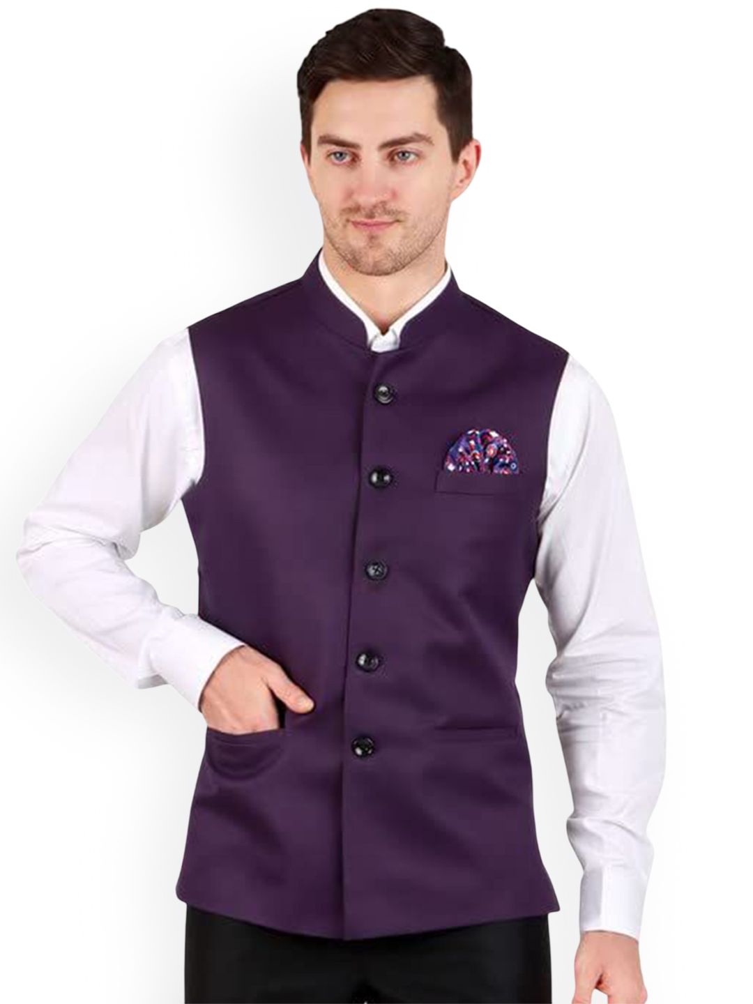 GRACYSHADE Mandarin Collar Cotton Nehru Jacket