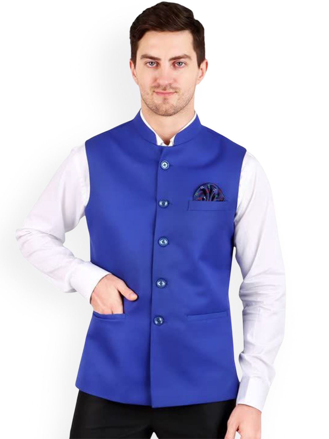 GRACYSHADE Mandarin Collar Cotton Nehru Jacket