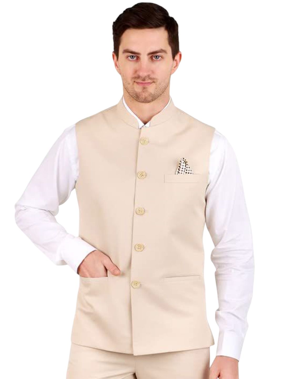 GRACYSHADE Mandarin Collar Cotton Nehru Jacket