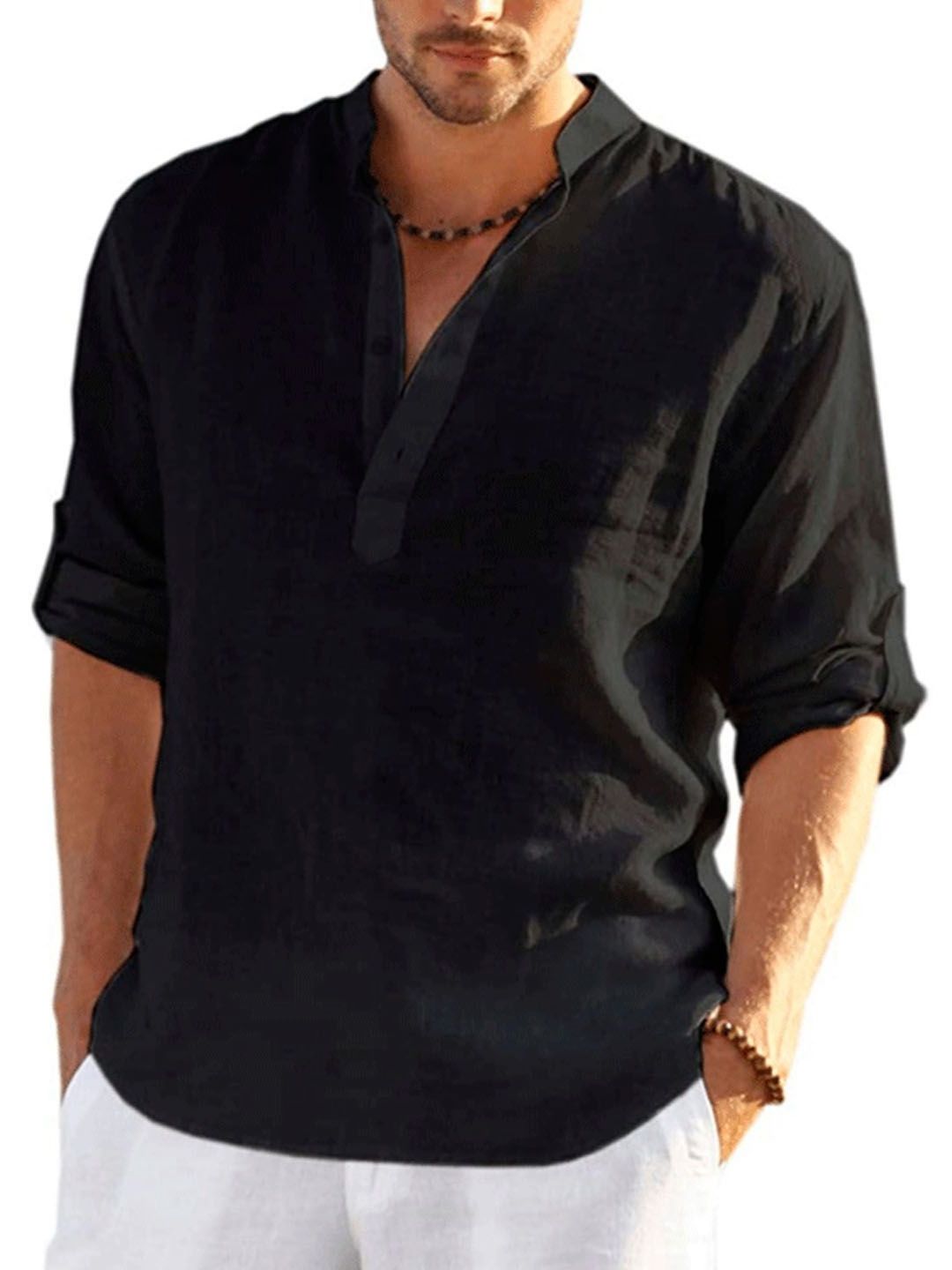 StyleCast Men Henley Neck Solid T-shirt