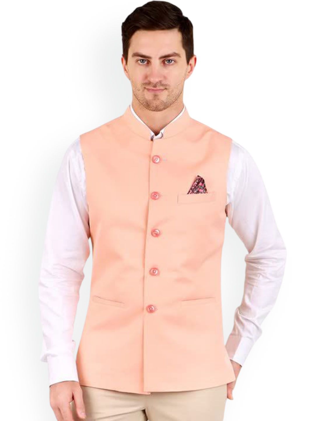 GRACYSHADE Mandarin Collar Cotton Nehru Jacket