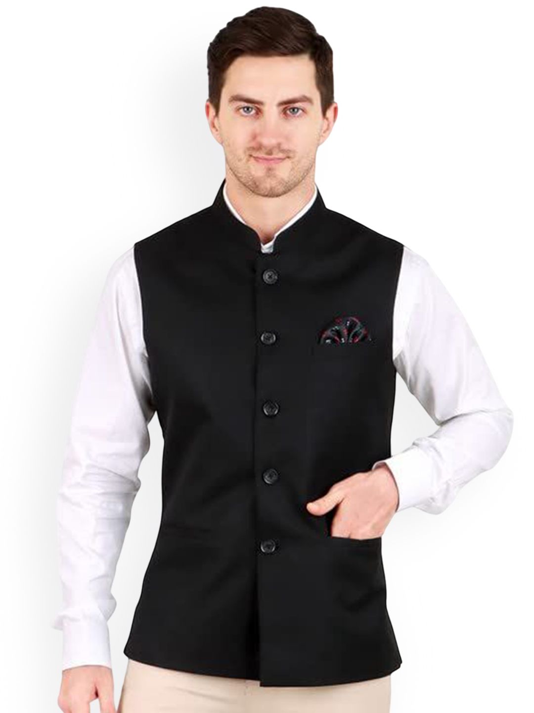 GRACYSHADE Mandarin Collar Cotton Nehru Jacket