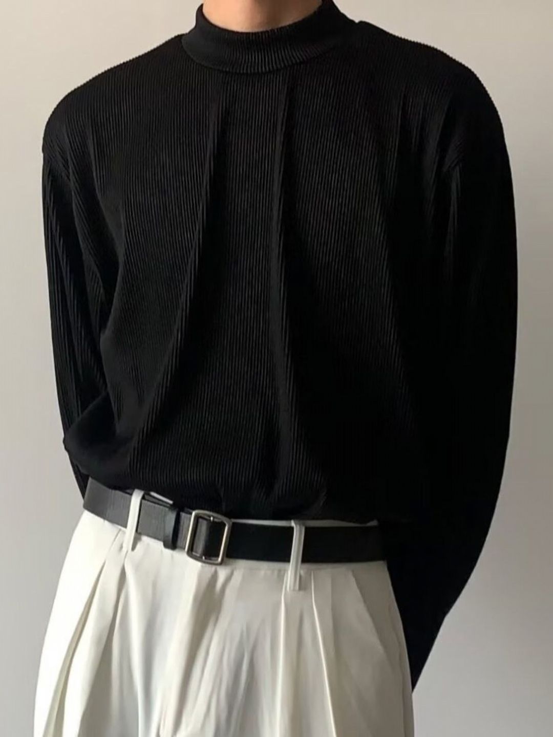 StyleCast x Revolte Men Self Design High Neck Relaxed Fit T-shirt