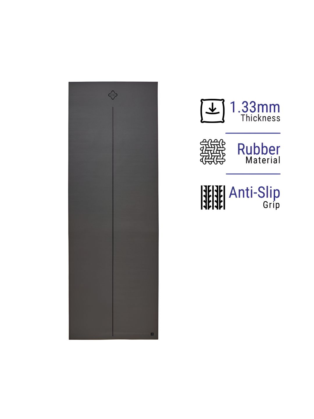 Decathlon Decathlon Kimjaly - Unisex Grey Easy Maintenance Yoga Mat