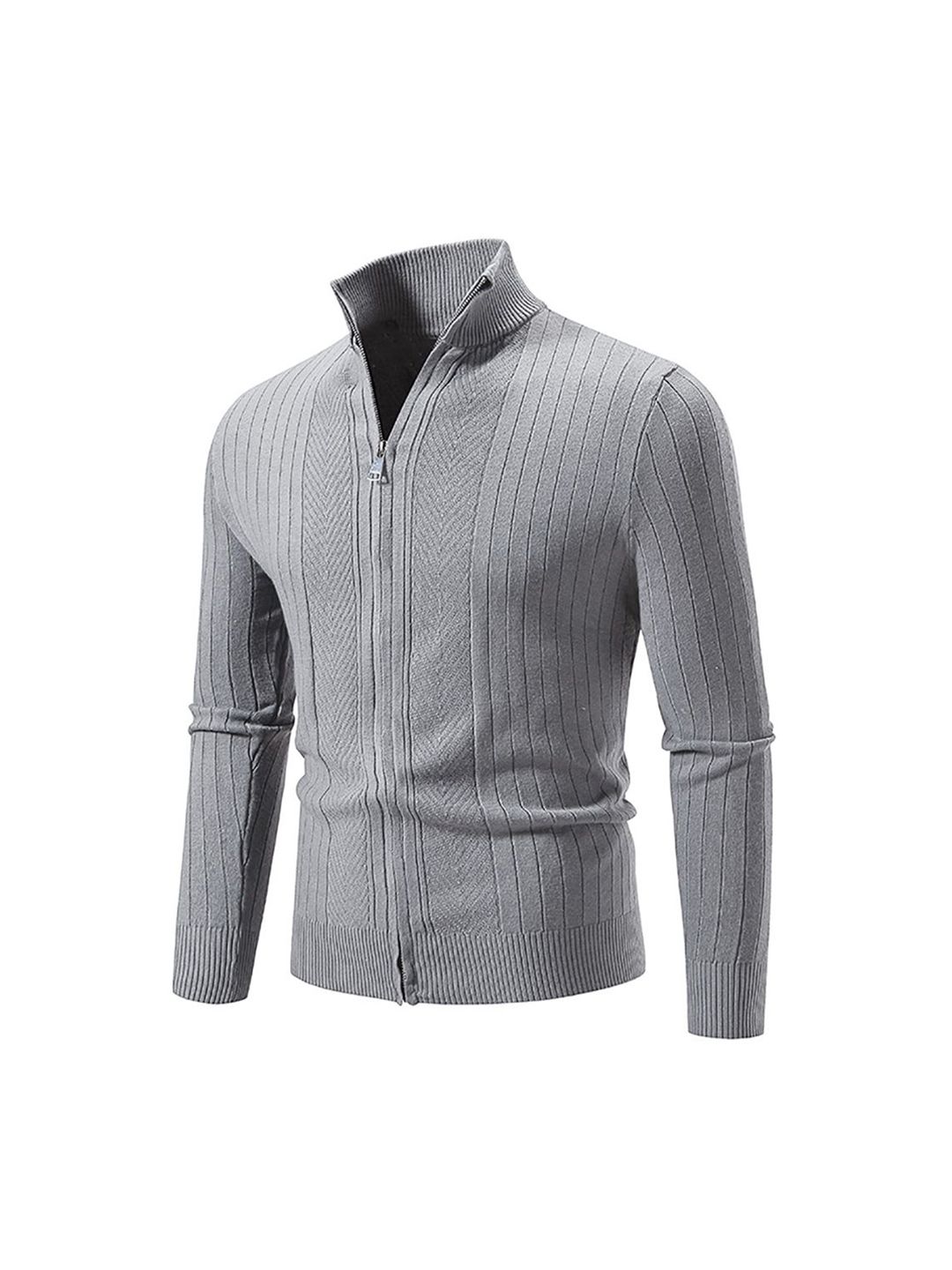 StyleCast x Revolte Men Mock Collar Striped Casual Bomber Jacket