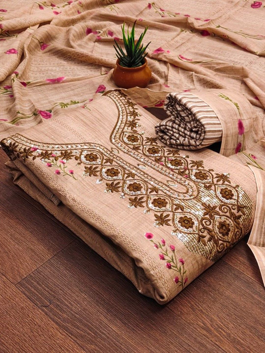 KALINI Embroidered Unstitched Dress Material