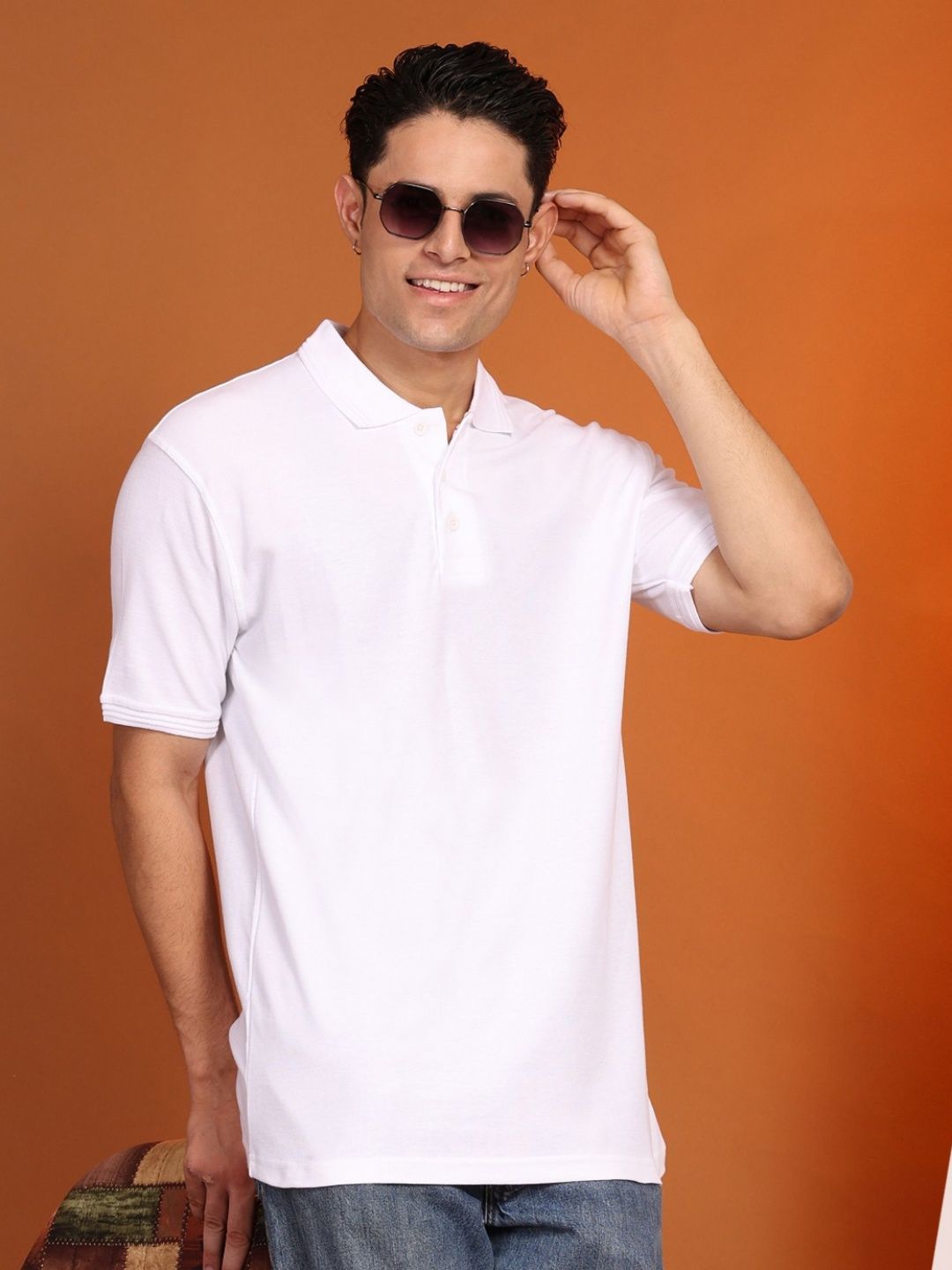 Enciger Men Solid Polo Collar Cotton T-shirt