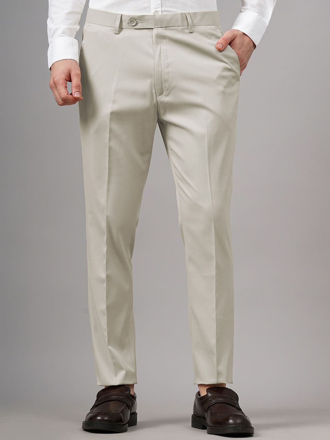 MANCREW Men Tailored Mid-Rise Slim Fit Trousers