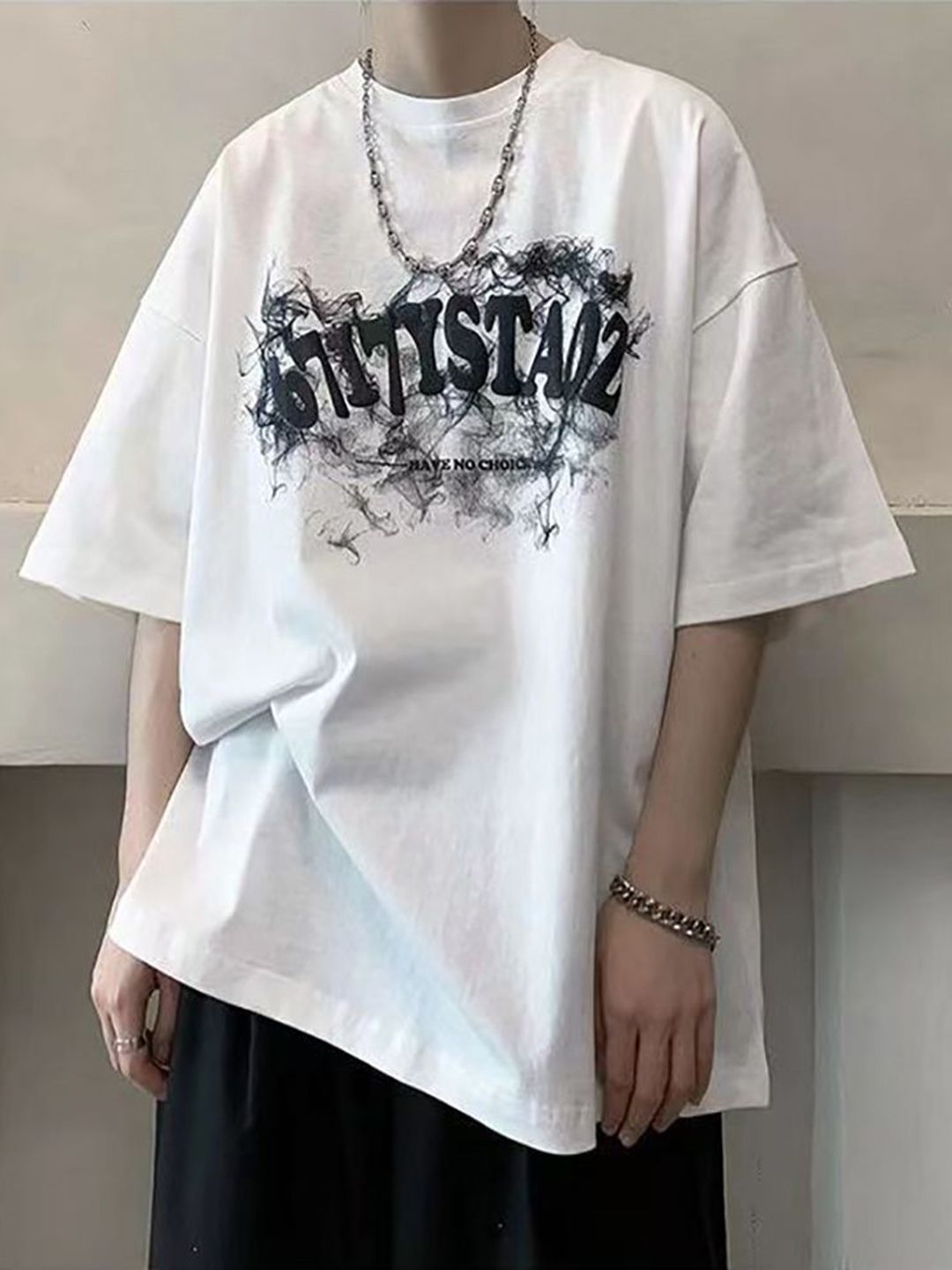 StyleCast x Revolte Men Typography Printed Round Neck Cotton Oversized T-shirt
