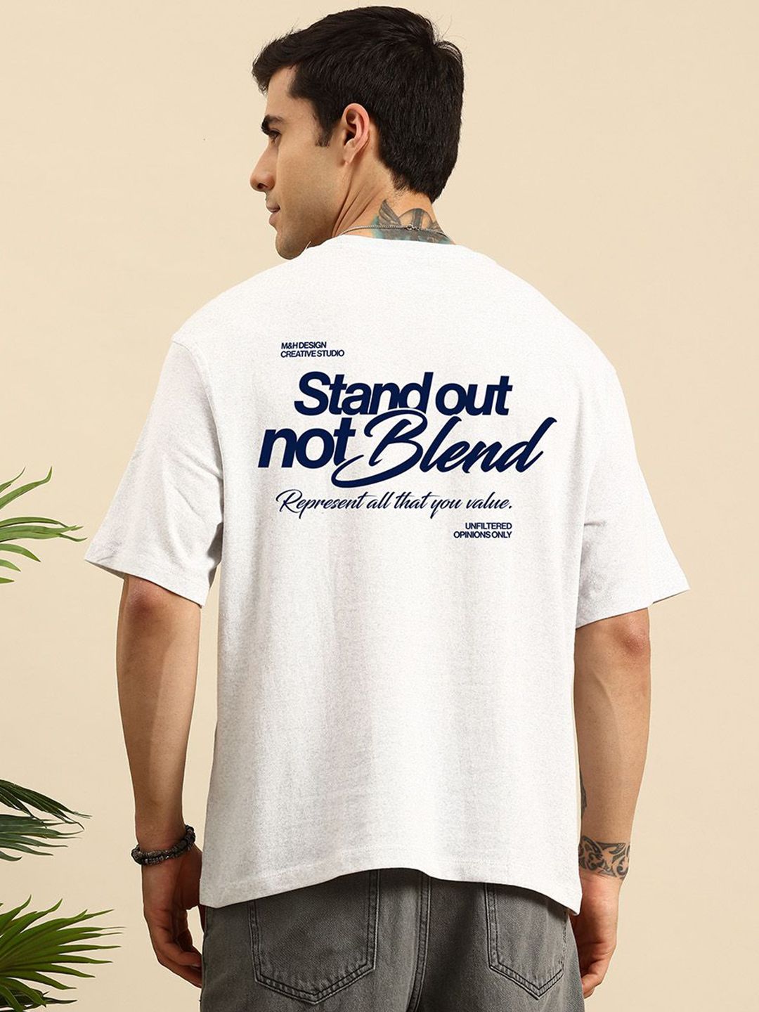 Mast & Harbour Men Printed Raw Edge T-shirt