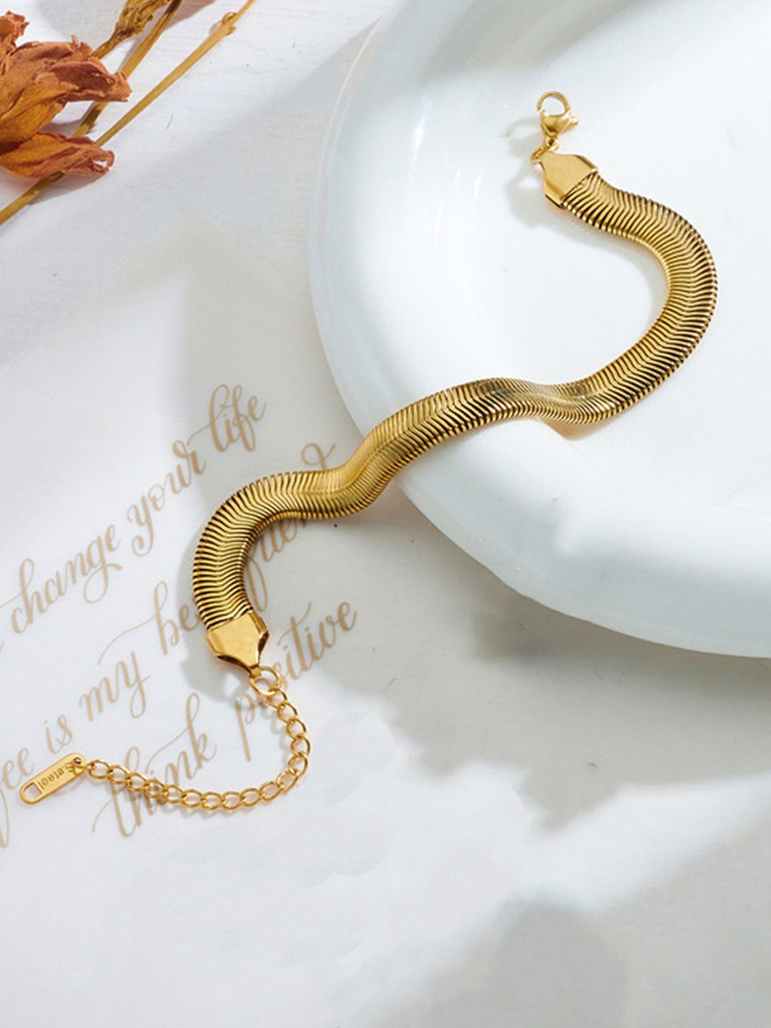 Jewels Galaxy Jewels Galaxy Stainless Steel Gold-Plated Wraparound Bracelet