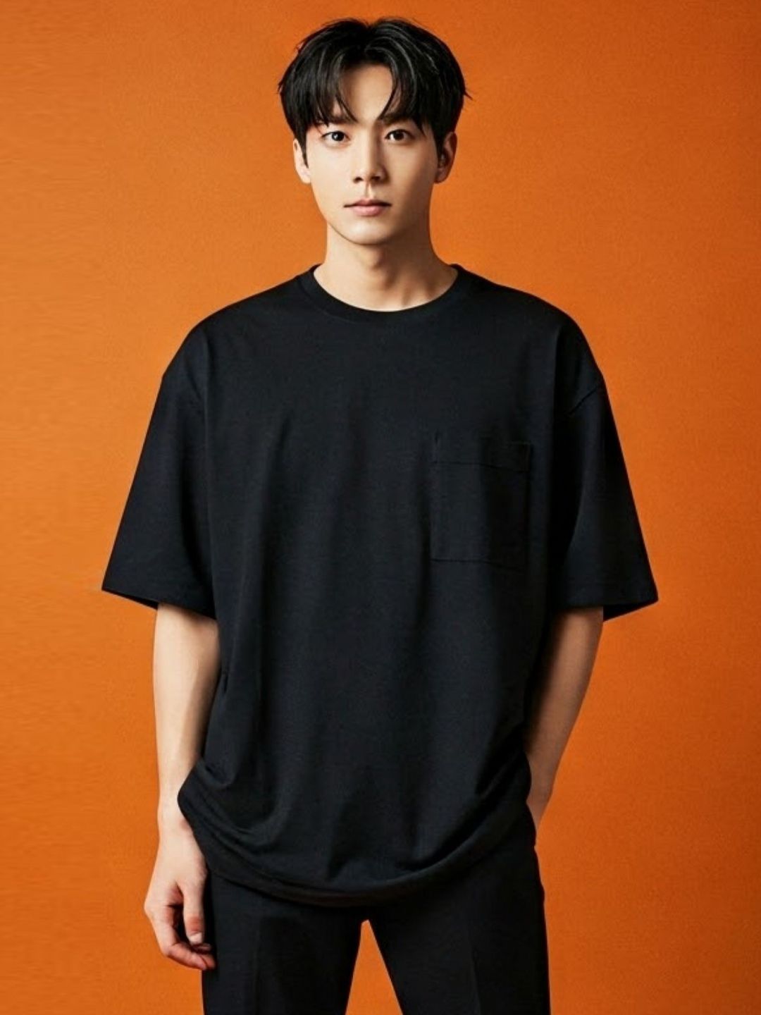 SMAN Men Drop-Shoulder Sleeves Pockets T-shirt