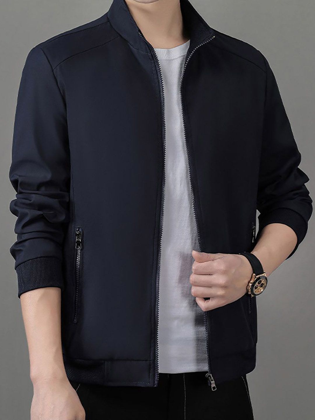 StyleCast x Revolte Men Stand Collar Tailored Jacket