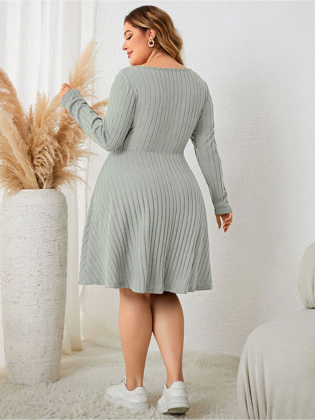 cream dress sweater Cozy Feels Pointelle Knit Sweater Mini Dress in Cream L / Cream