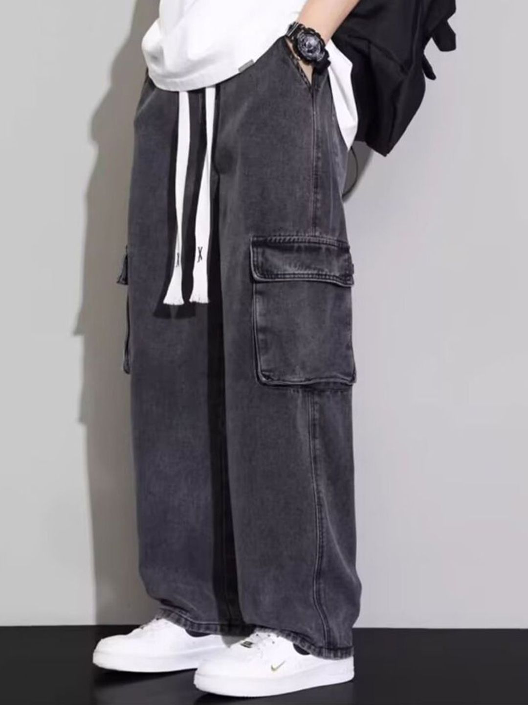 StyleCast x Revolte Men Wide Leg Medium Shade Jeans