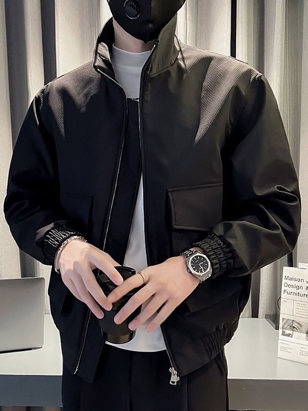 StyleCast x Revolte Men Mock Collar Tailored Jacket