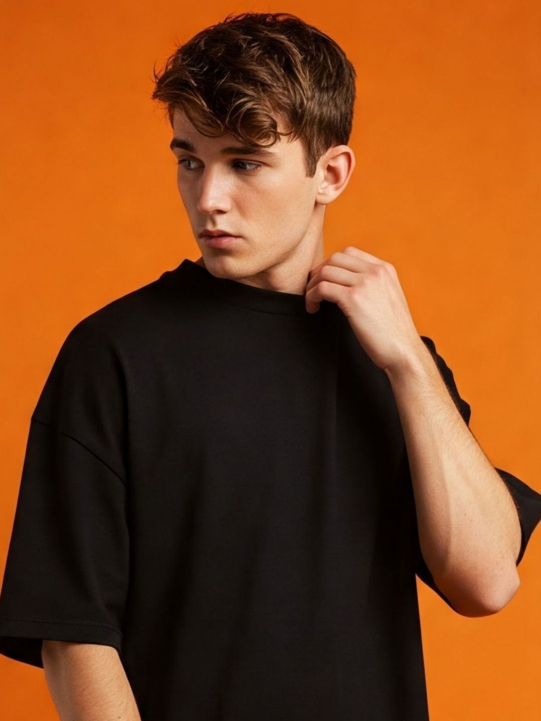 SMAN Men Oversized Drop-Shoulder Solid T-shirt