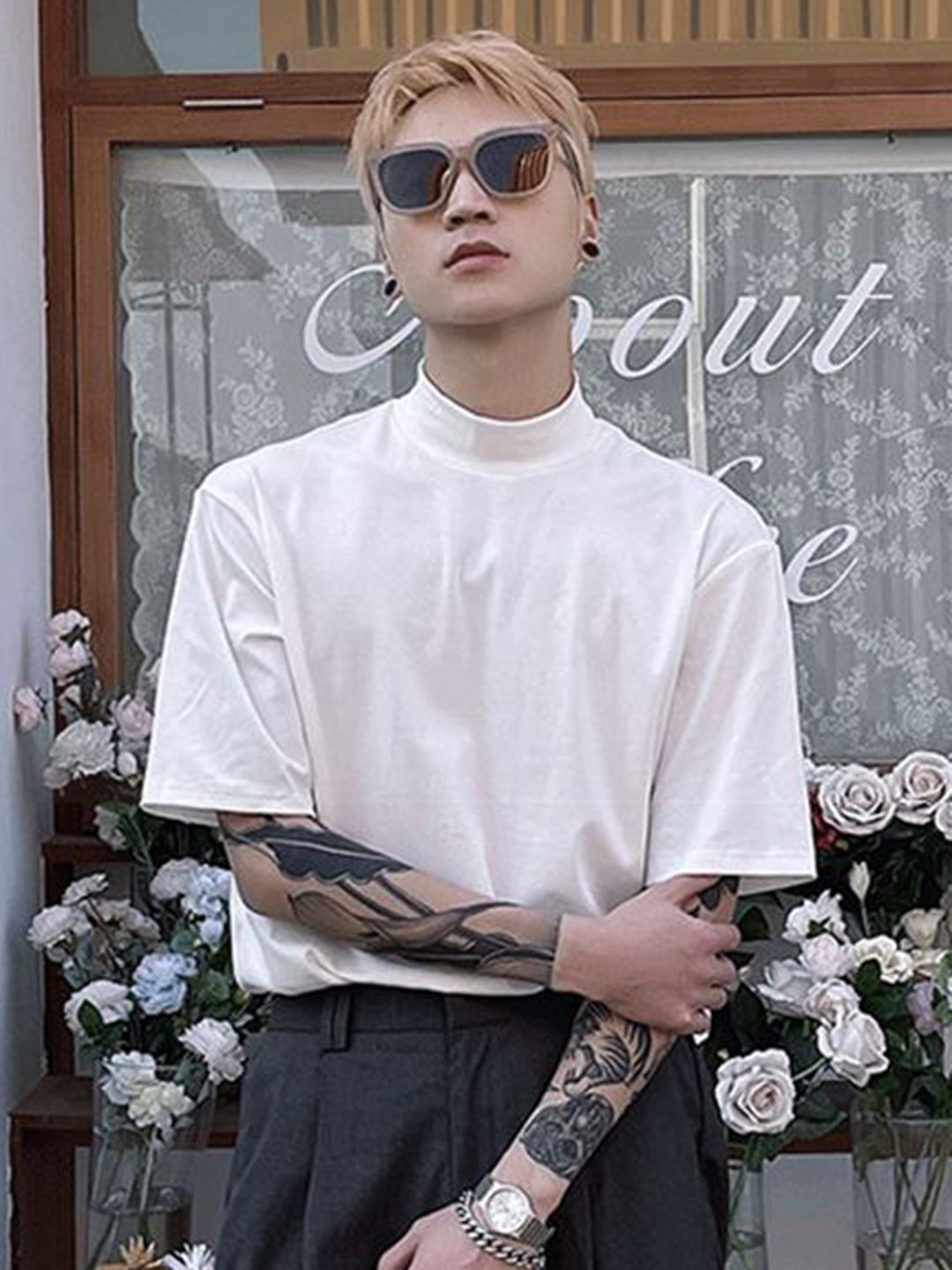 StyleCast x Revolte Men Solid High Neck T-shirt