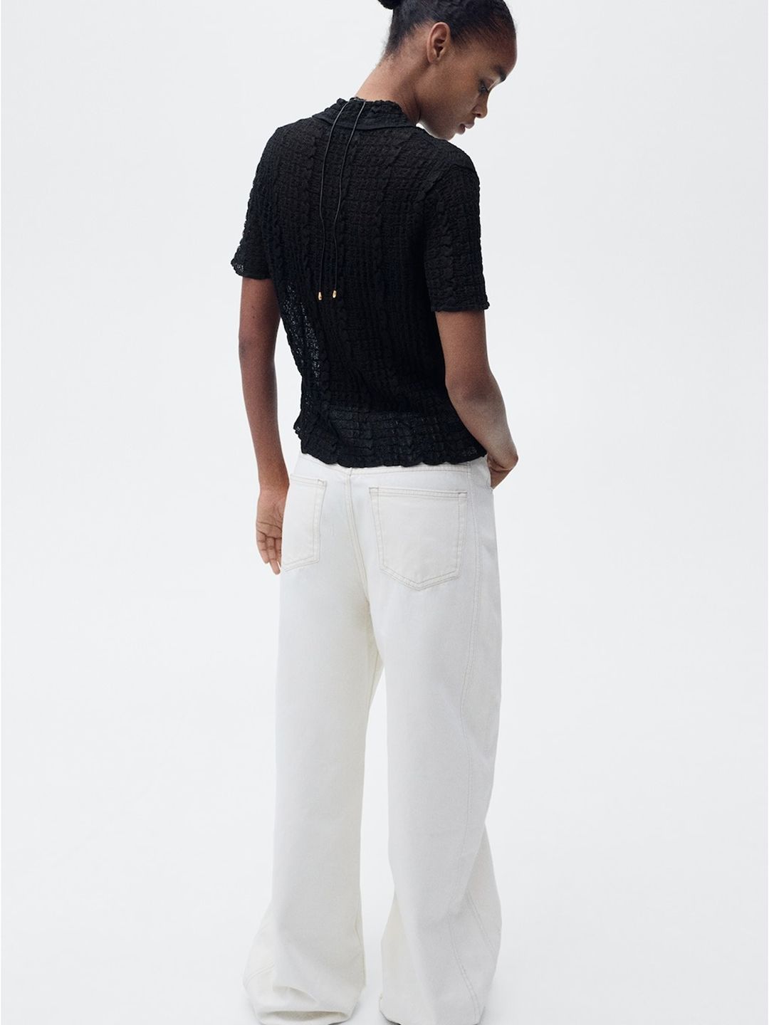 Textured Shirt Style Top