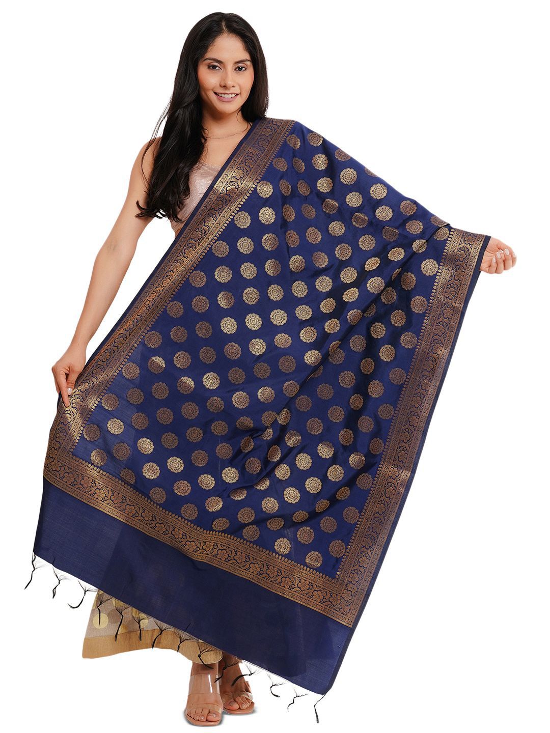 Way2Like Floral Woven Design Zari Banarasi Silk Dupatta