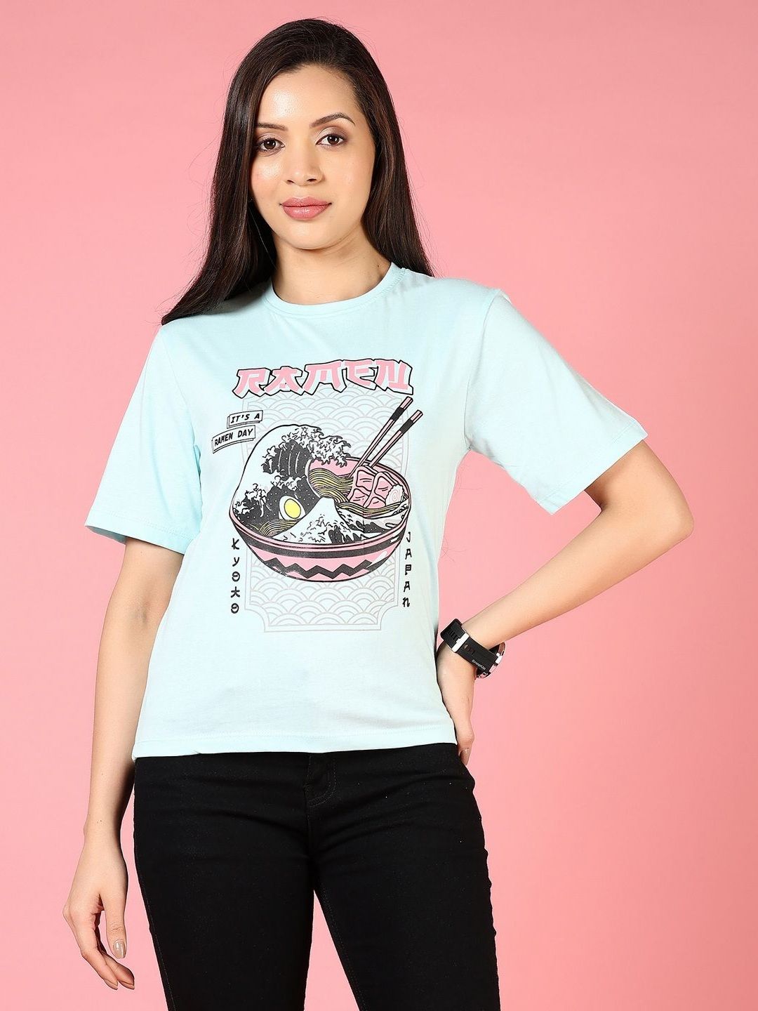 Women Printed Cotton T-shirt V-Mart Women Graphic Printed Round Neck Cotton T-shirt