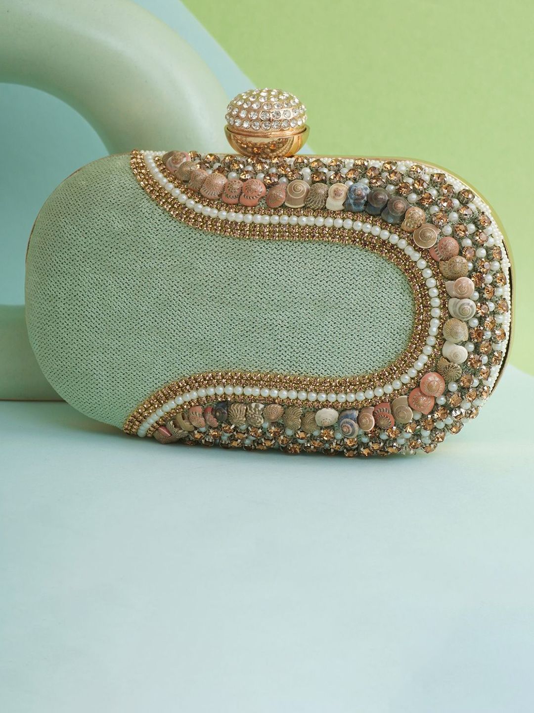 FOR THE BEAUTIFUL YOU Embroidered Box Clutch