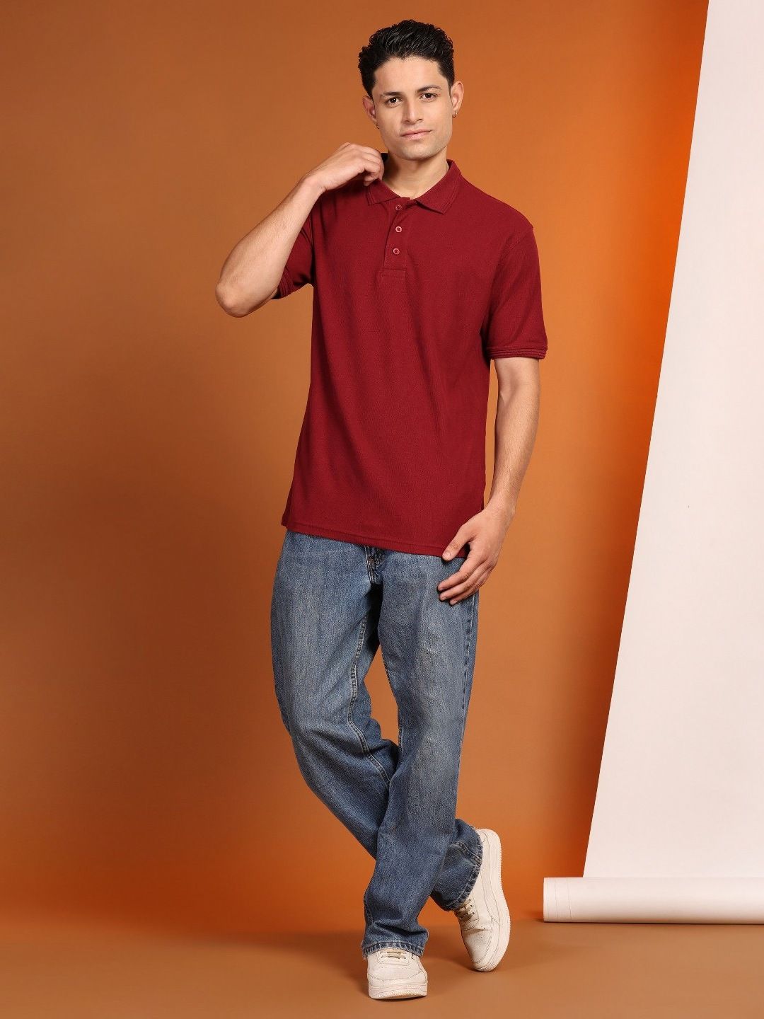 Enciger Men Solid Polo Collar Cotton T-shirt