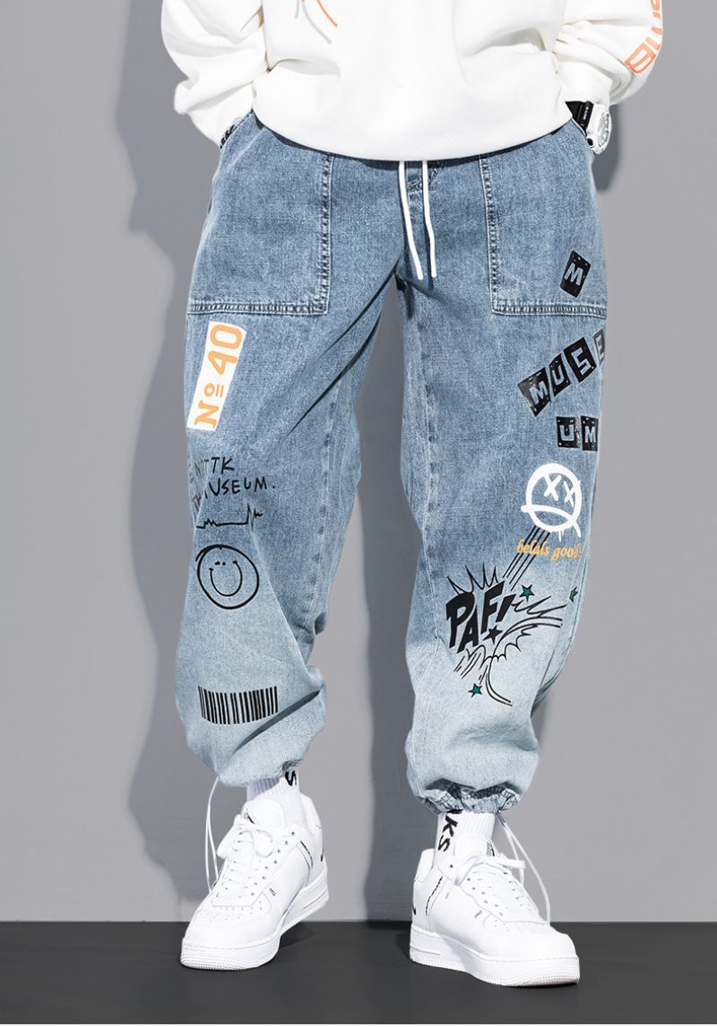 StyleCast Men Jogger Light Fade Printed Jeans
