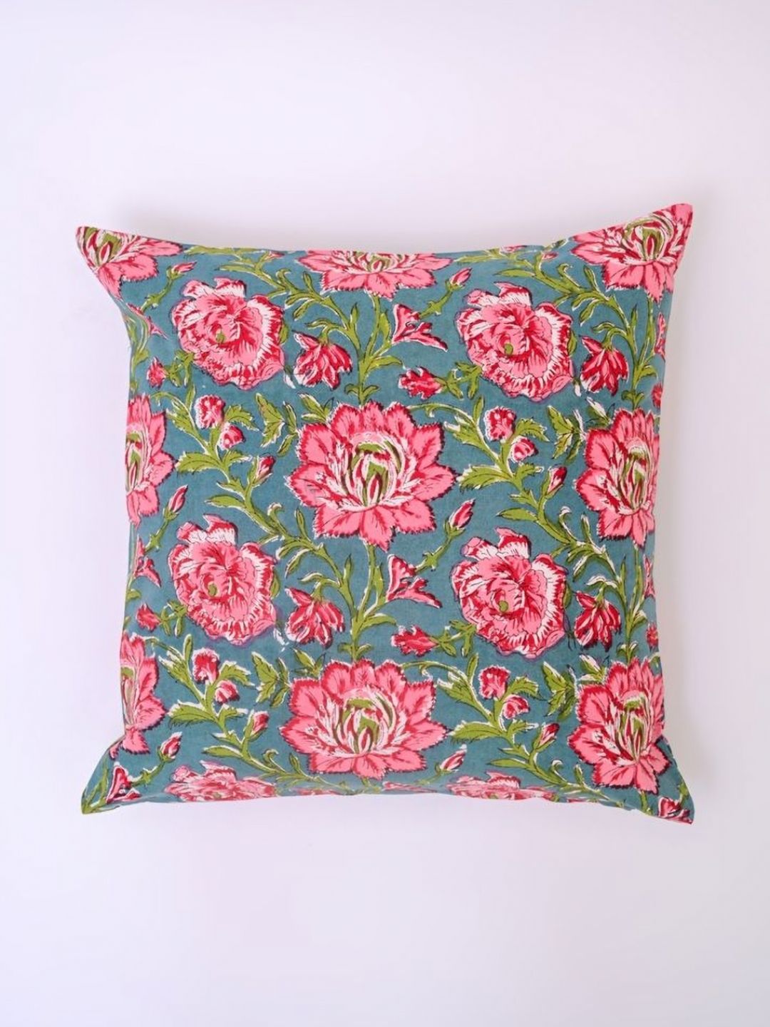 Block N Style BRANWEN Floral Cotton Square Cushion Covers - 15.7 x 15.7 In