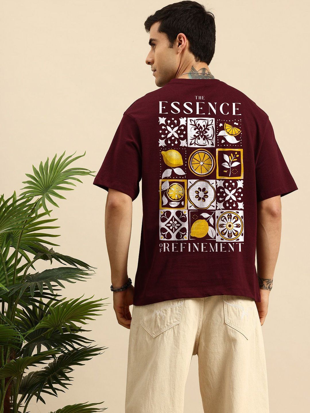 Mast & Harbour Men Graphic Printed Round Neck Cotton Oversized T-shirt