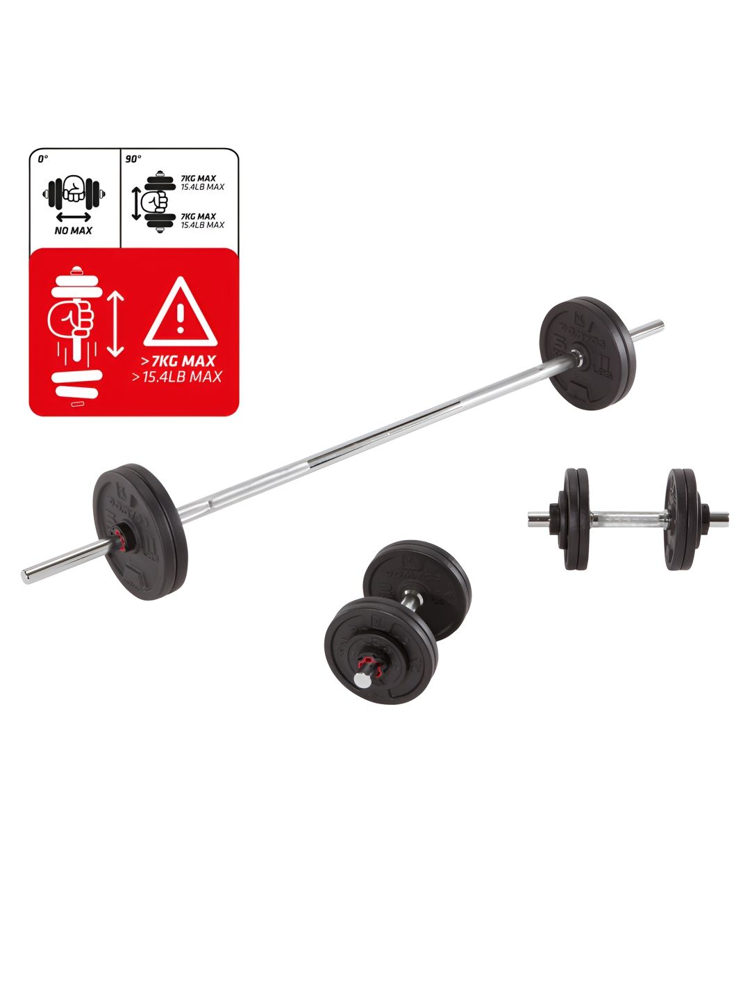 Decathlon Decathlon DOMYOS Textured Adjustable Dumbbells & Bars Kit