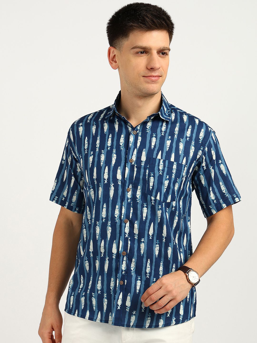 BLOCKS OF INDIA Comfort Abstract Printed Spread Collar Cotton Casual Shirt