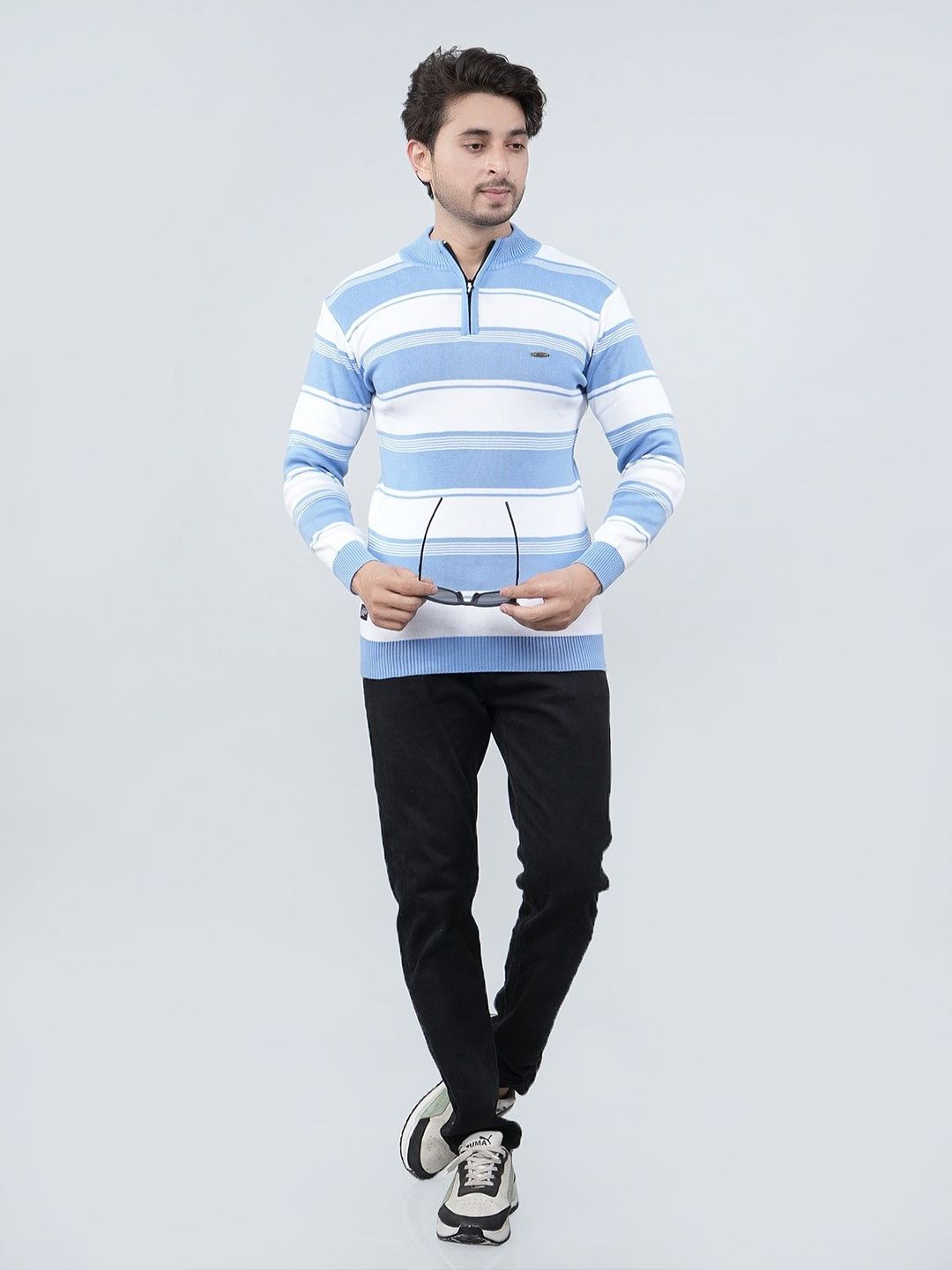 FEVERFEW Men Striped Pullover