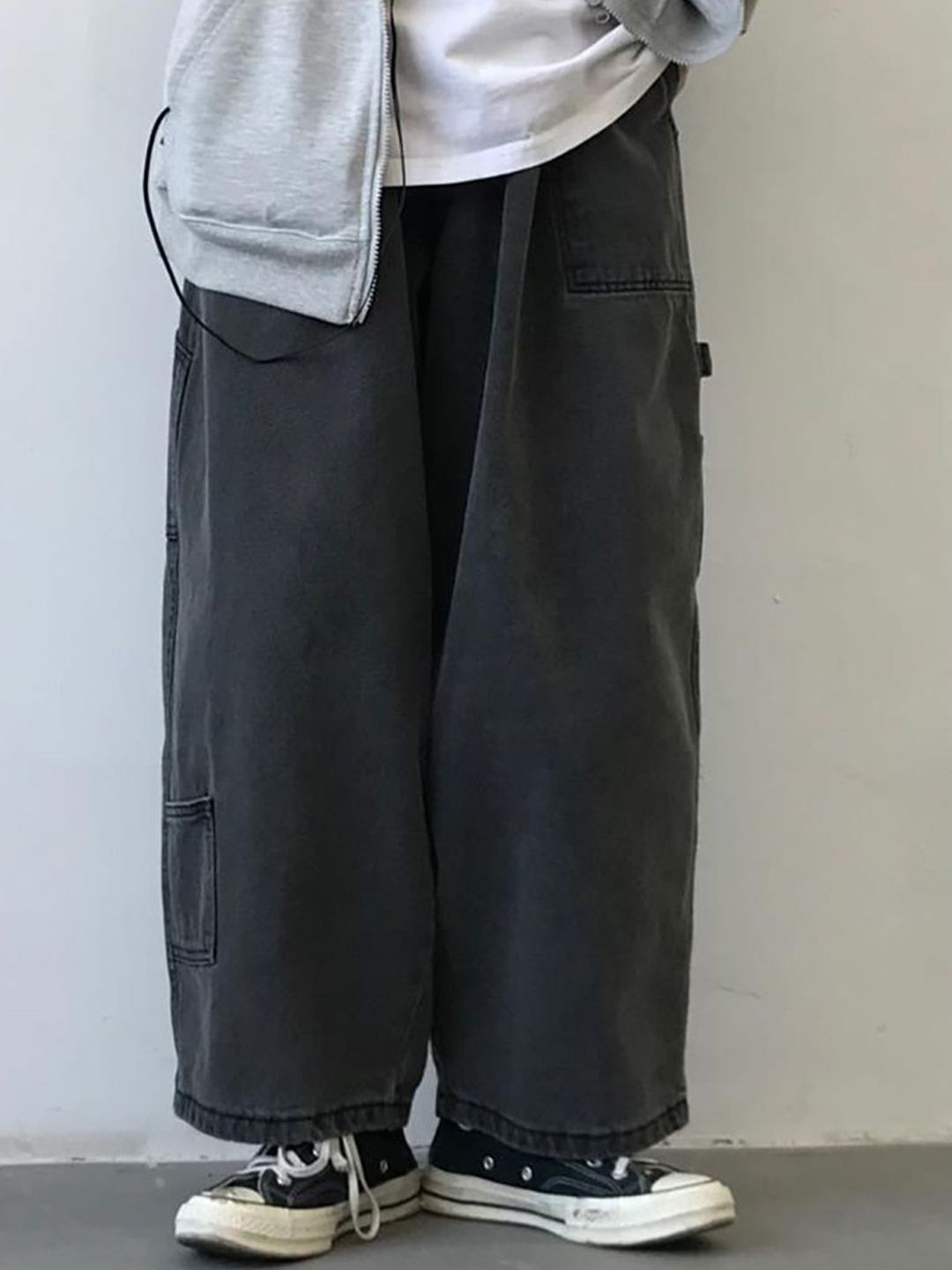 StyleCast x Revolte Men Wide Leg Light Fade Mid-Rise Jeans