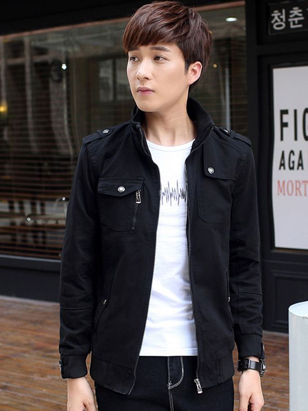 StyleCast x Revolte Men Stand Collar Insulator Tailored Jacket