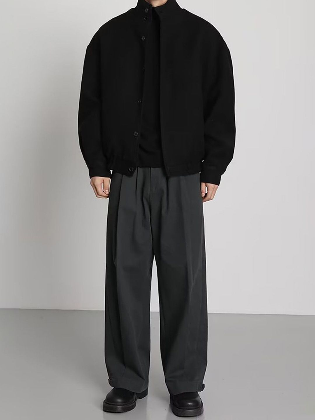 StyleCast x Revolte Men Stand Collar Solid Casual Bomber Jacket