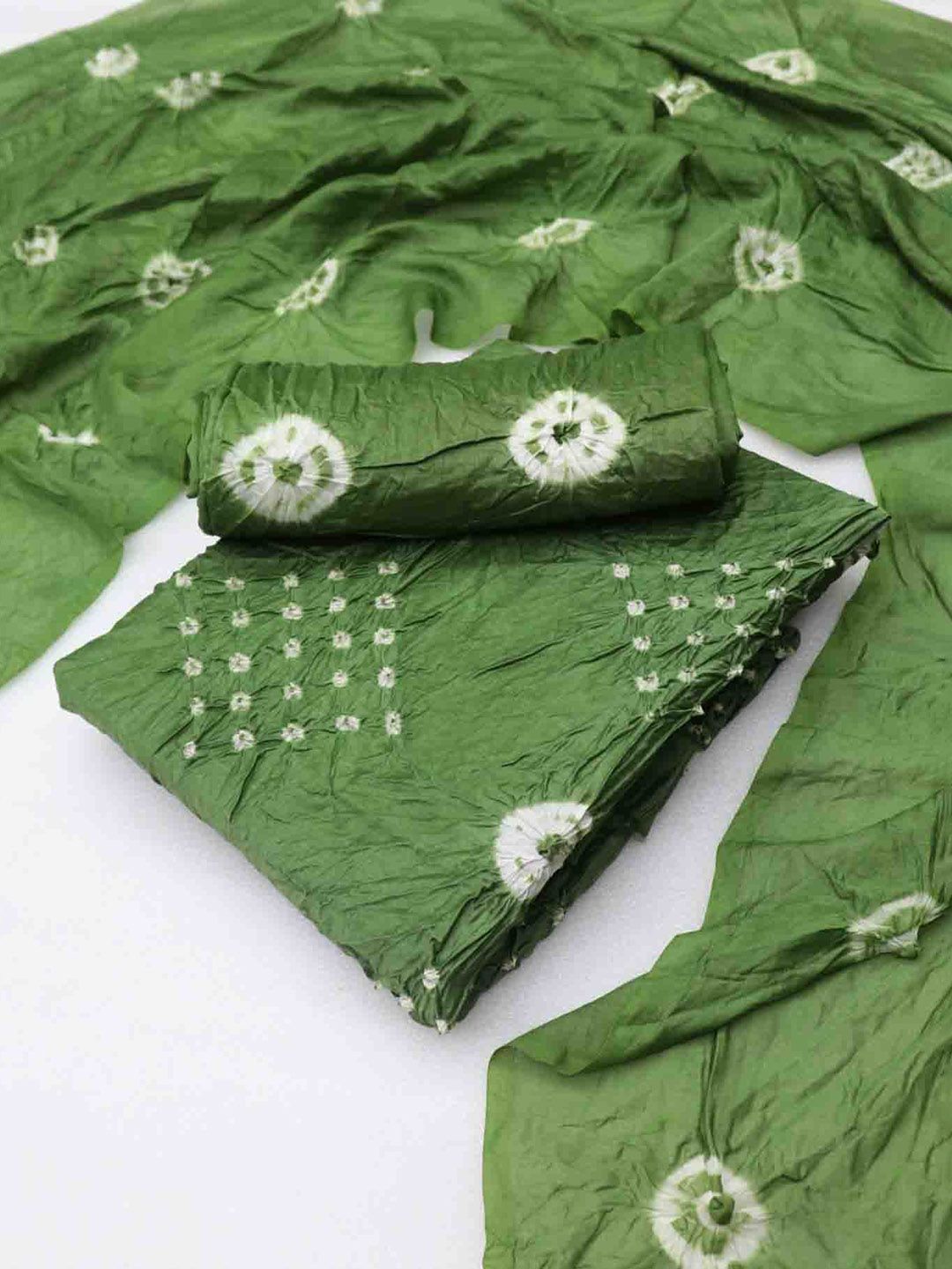 DIVASTRI Bandhani Dyed Chanderi Cotton Unstitched Dress Material