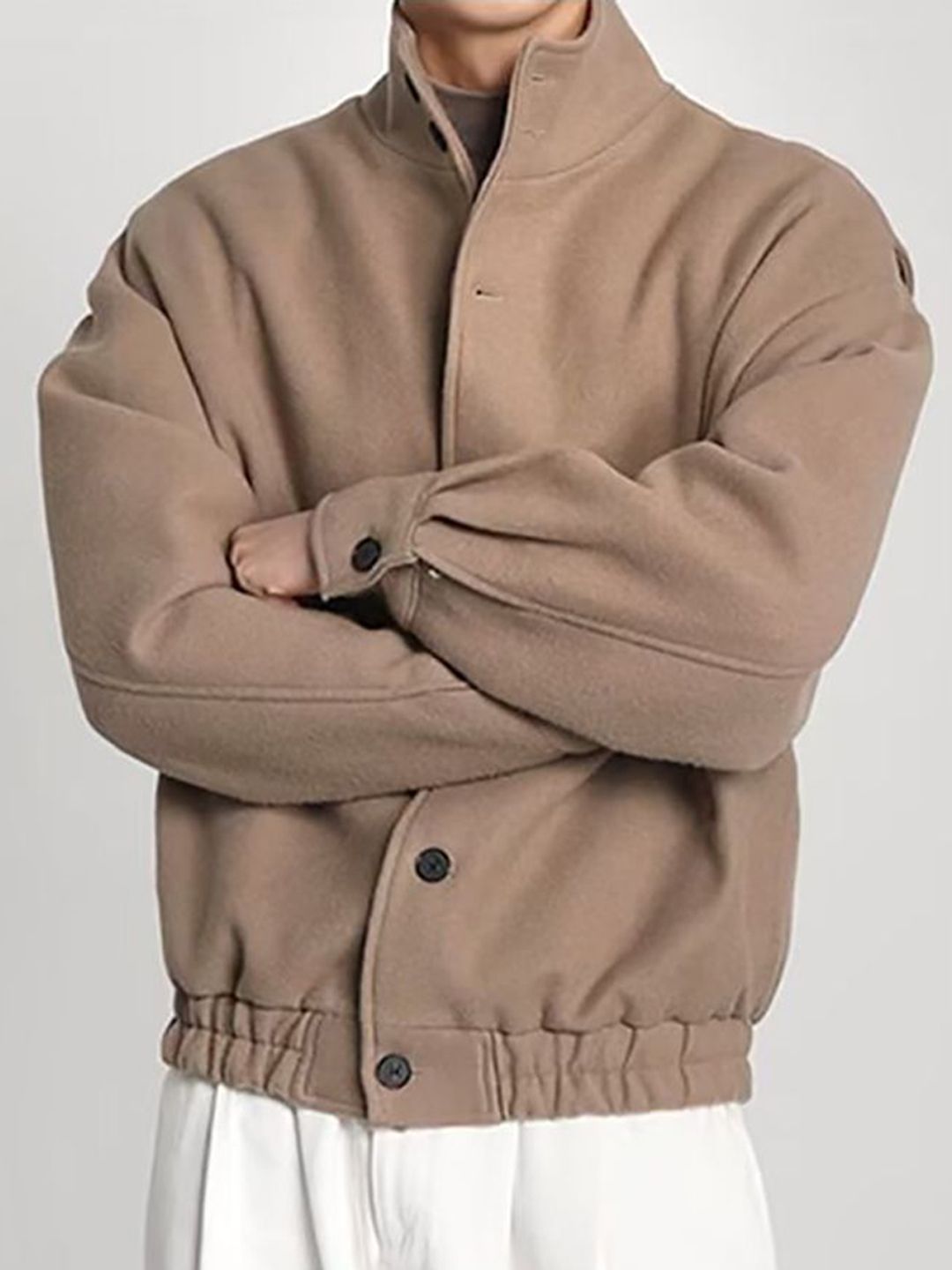 StyleCast x Revolte Men Stand Collar Solid Casual Bomber Jacket