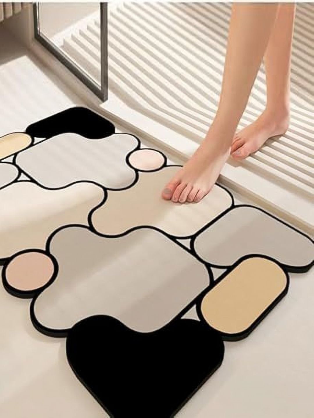 Deoxys Grey & Black Colourblocked 5D Puzzle Bath Rug