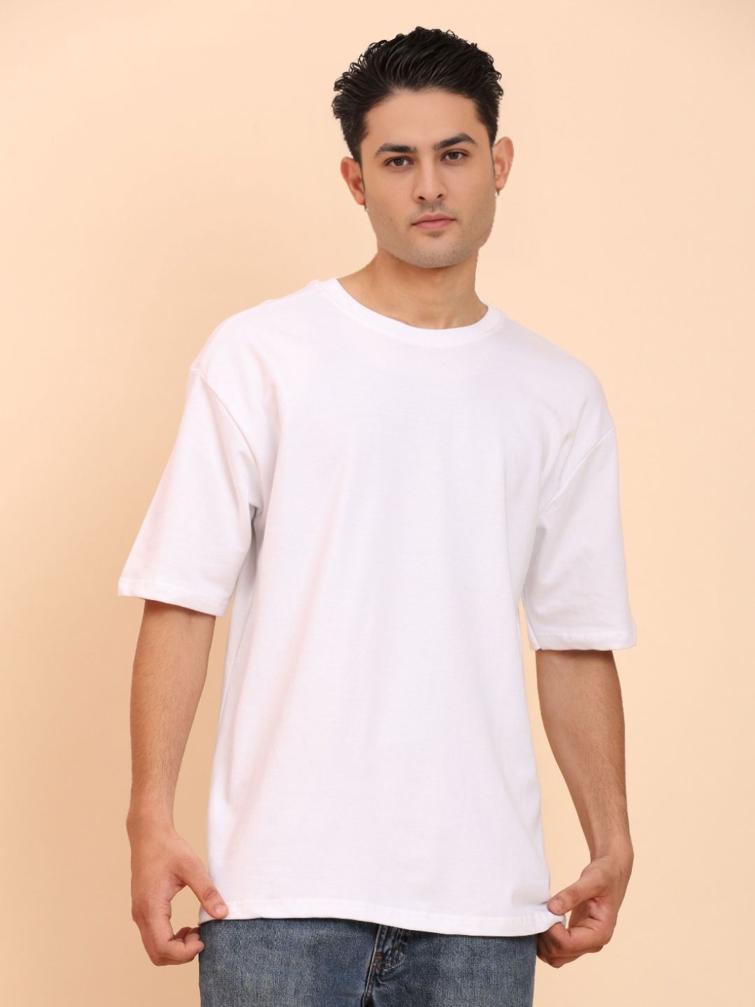 Moda Rapido Men Drop-Shoulder Sleeves Raw Edge T-shirt