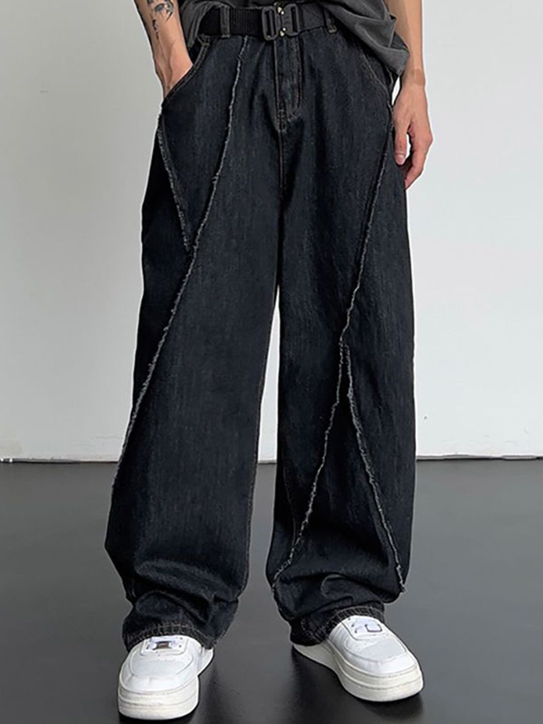 StyleCast x Revolte Men Wide Leg Mid-Rise Jeans