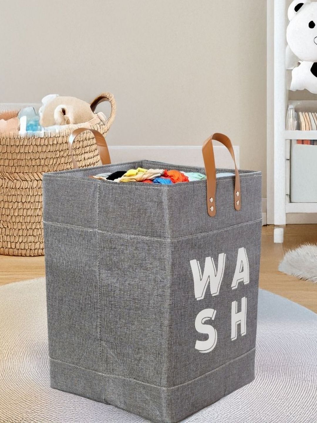 Stylista Grey Printed Durable & Foldable Laundry Bag with Handle