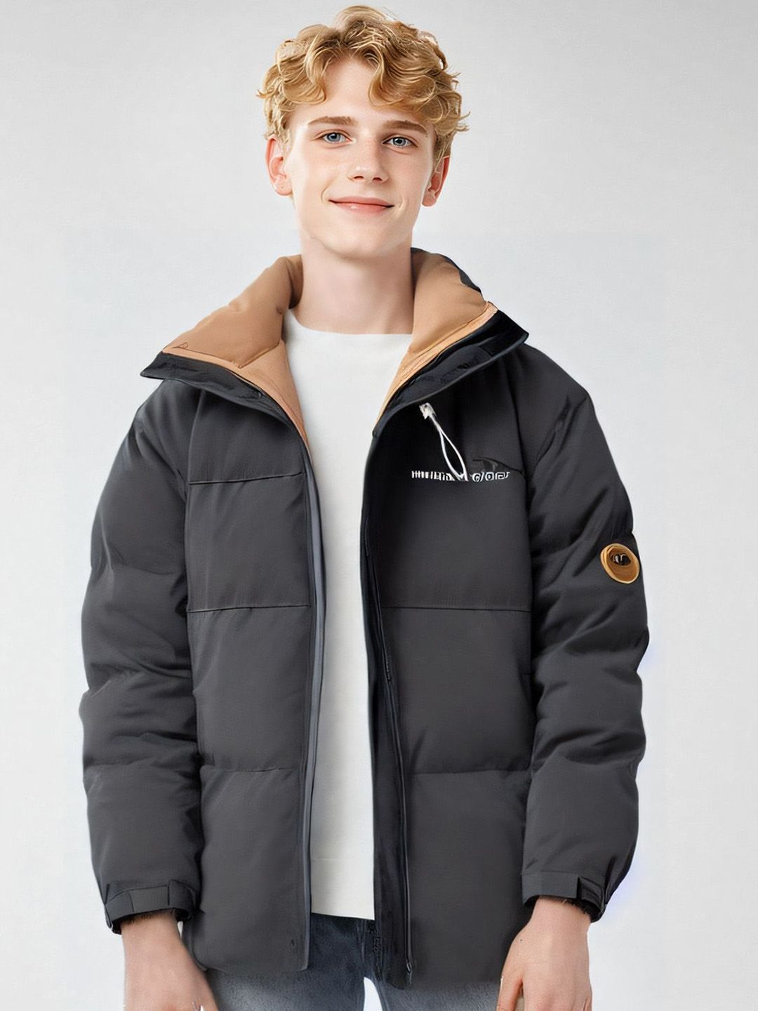 StyleCast x Revolte Men Mock Collar Solid Casual Padded Jacket