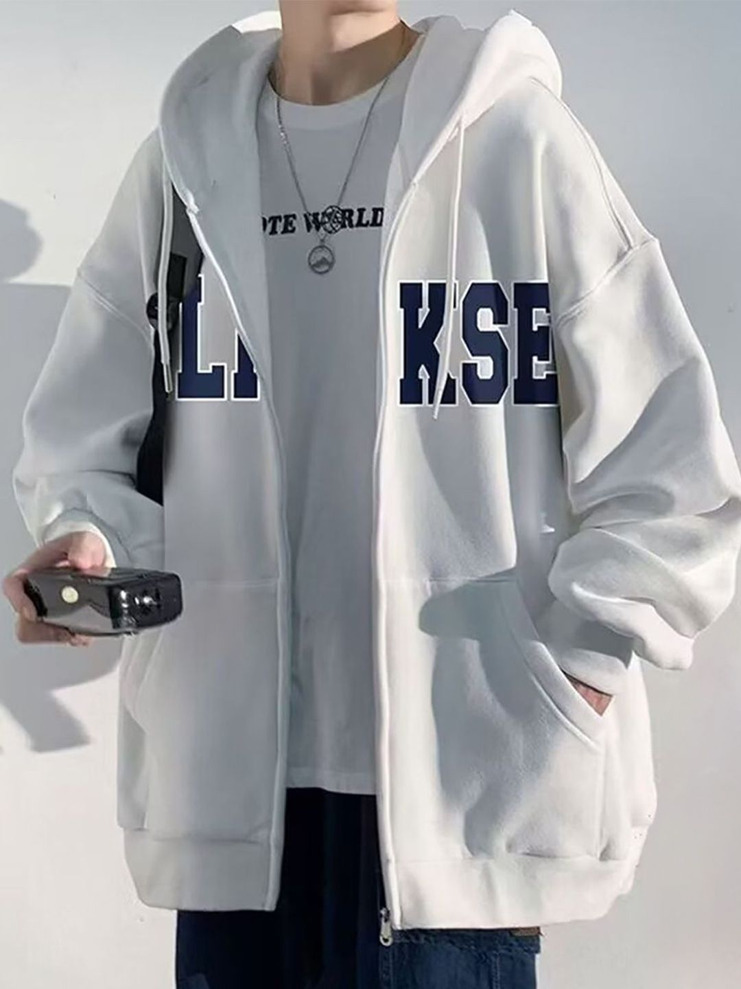 StyleCast x Revolte StyleCast x Revolte Men Typography Printed Hooded Sweatshirt