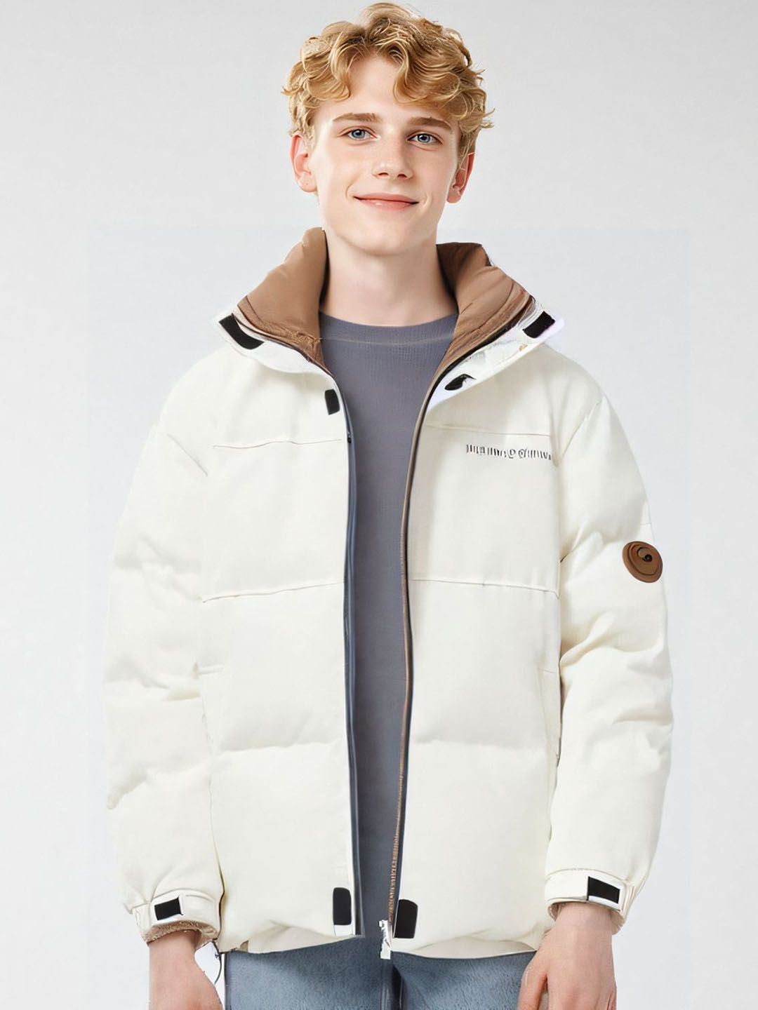 StyleCast x Revolte Men Mock Collar Solid Casual Padded Jacket