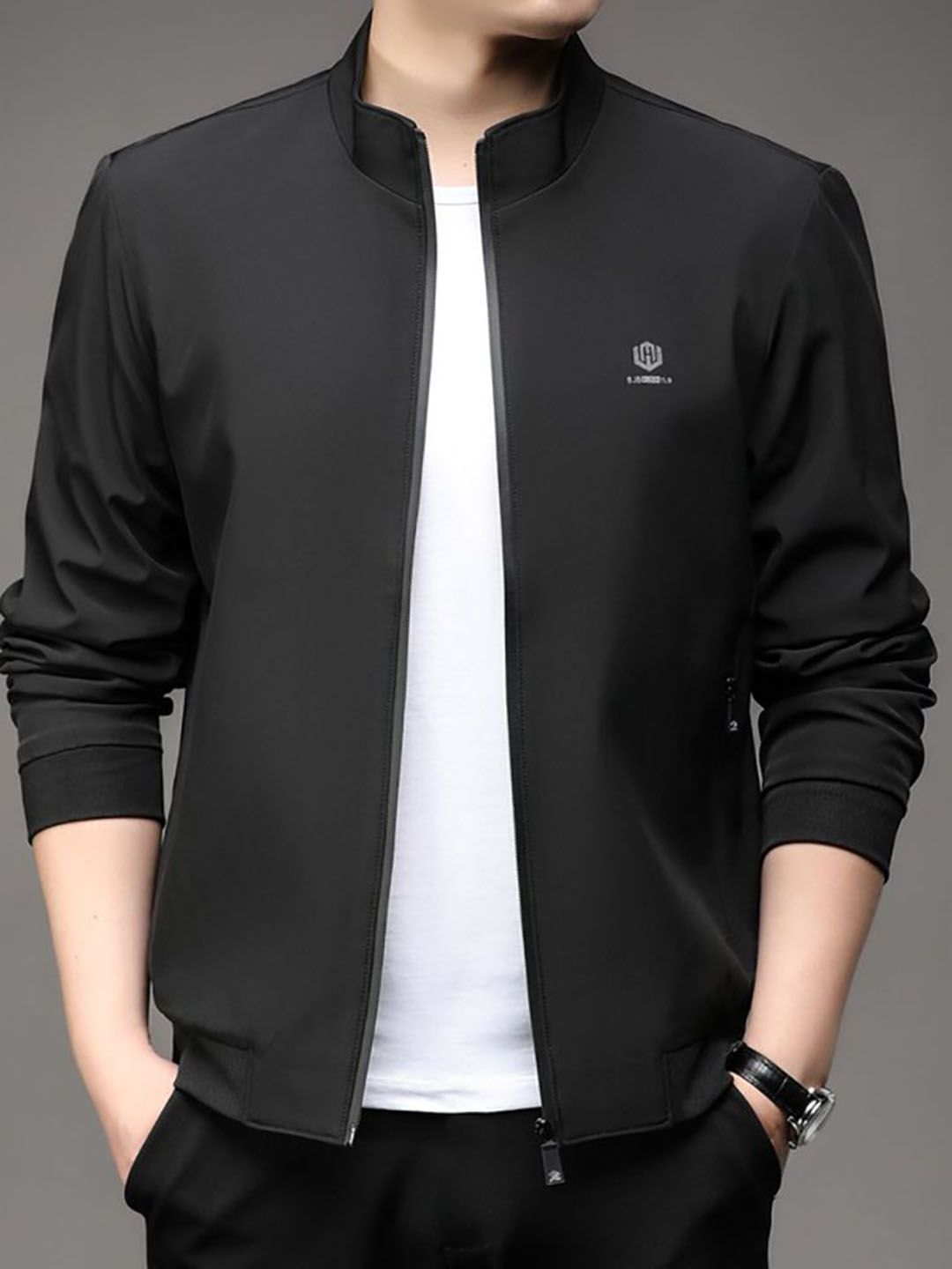 StyleCast x Revolte Men Stand Collar Insulator Open Front Jacket