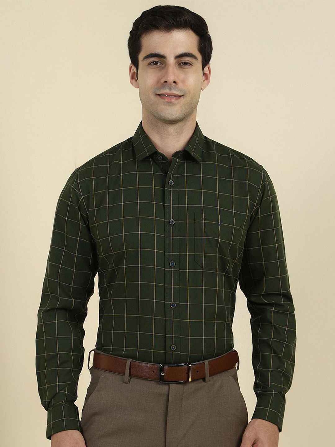 Allen Solly Tartan Checked Spread Collar Full Sleeves Slim Fit Formal Shirts