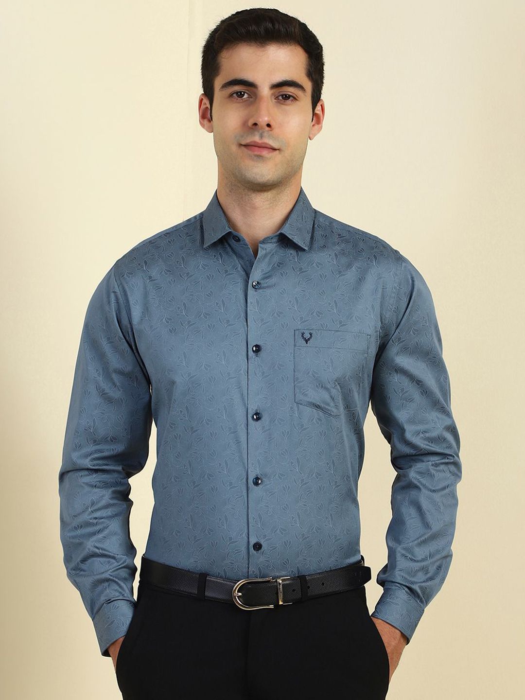 Allen Solly Men Slim Fit Floral Printed Pure Cotton Formal Shirt