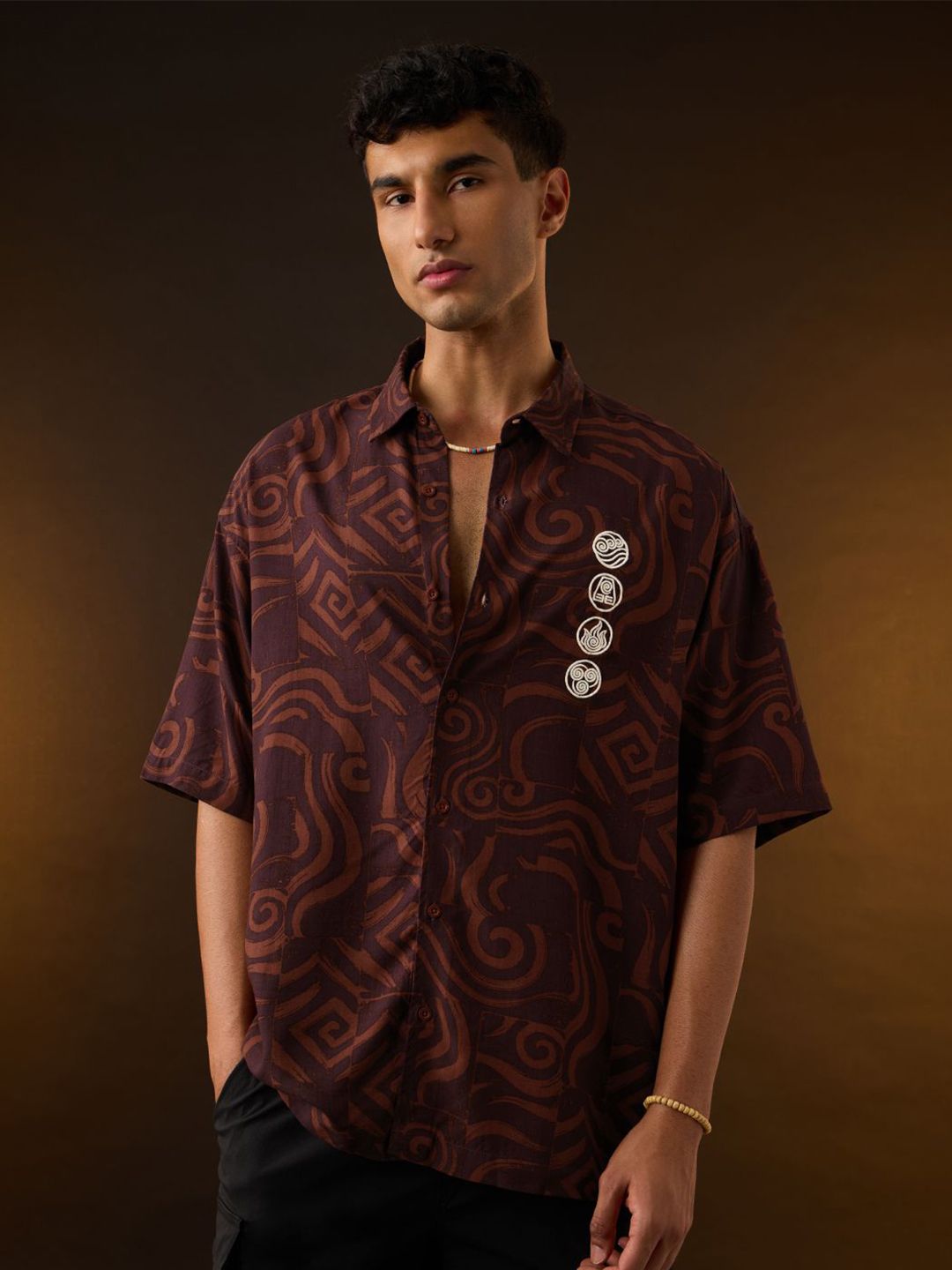 The Souled Store The Souled Store Men Oversized Avatar Brown Casual Shirts