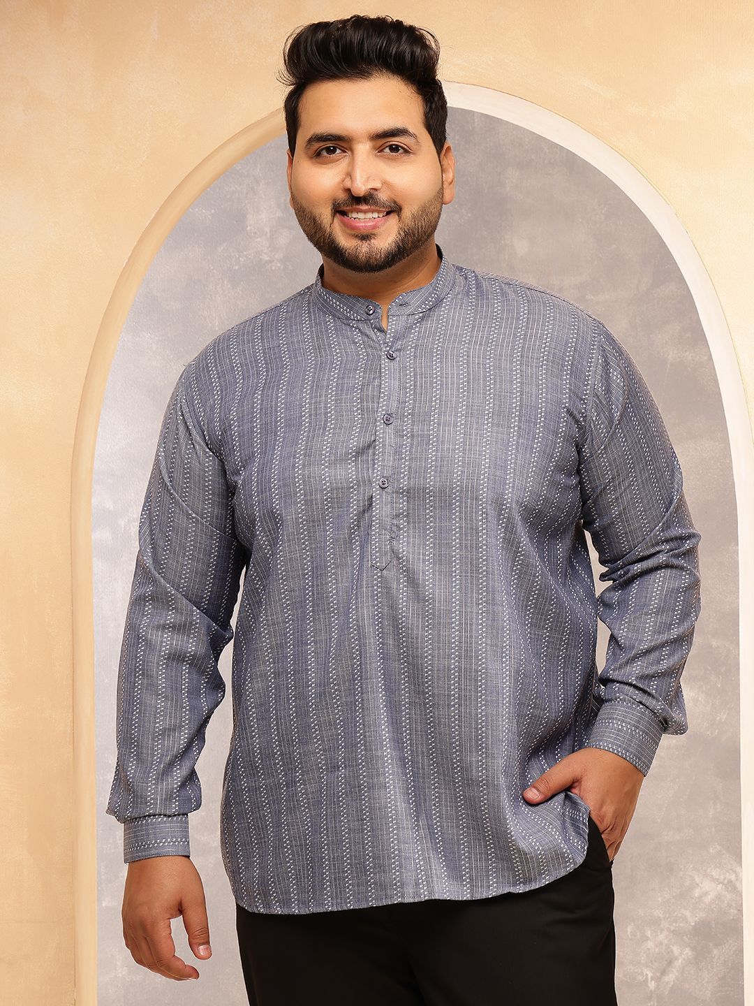 SOJANYA PLUS Men Striped Straight Kurta